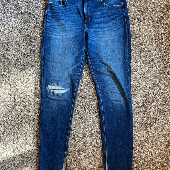 LOFT Denim - LOFT Dark Blue Distressed Skinny Jeans
